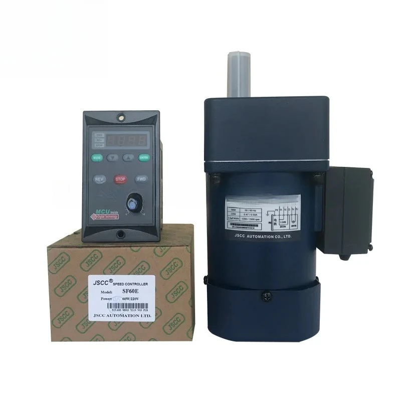 Фото Двигатель с регулировкой скорости JSCC 90YT60GV22 90GF30H, 220В переменного тока, редукторный, с контроллером скорости SF60E №1