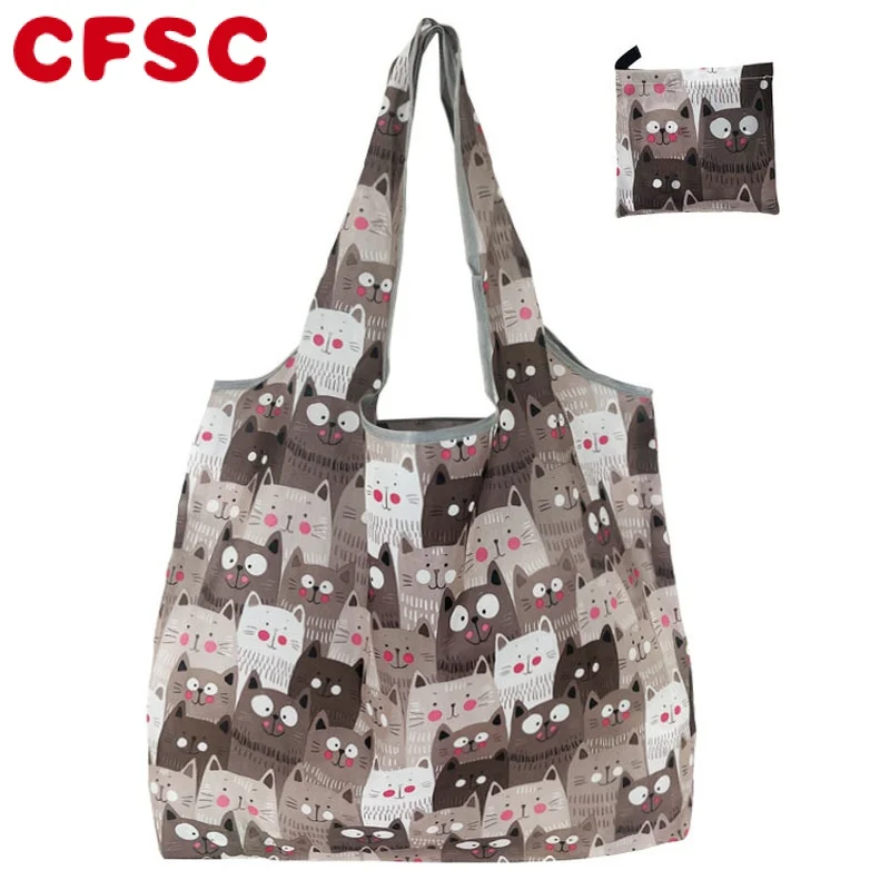 

Модная Складная Экологически чистая сумка для покупок с принтом, складной тоут, удобная Вместительная дорожная сумка для продуктов