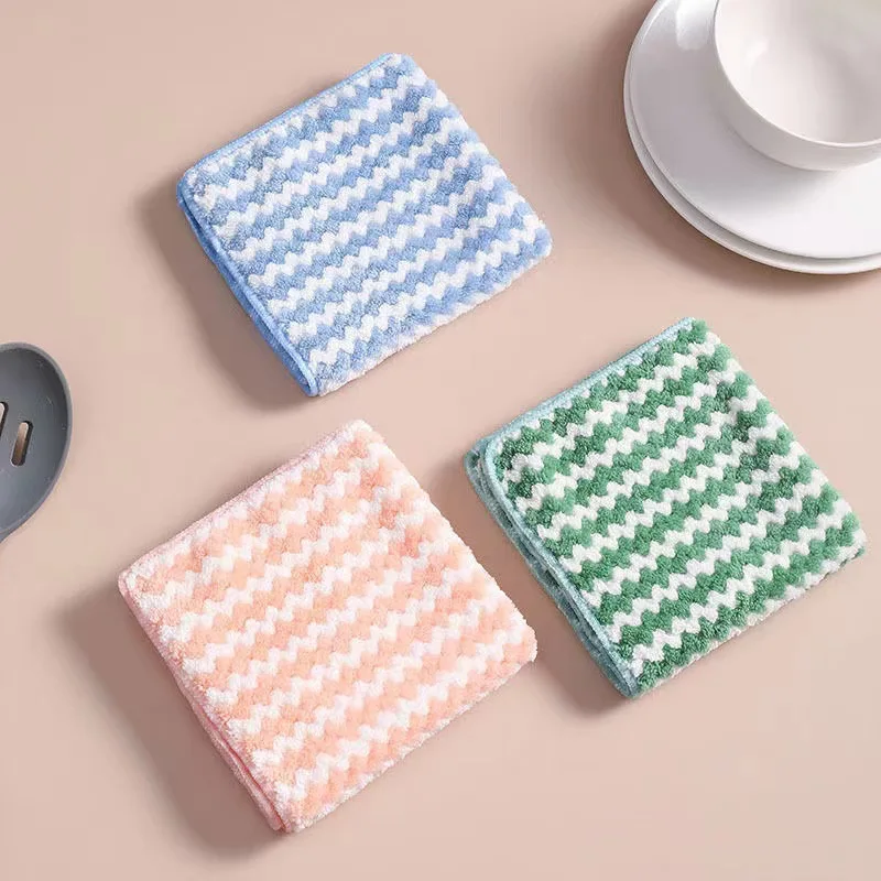 

5pcs Kitchen Dish Cloth Kitchen Rags Thicken Absorbent Housework Clean Towel Kitchen Cleaning Supplies