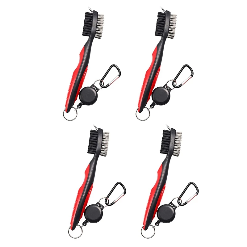 

4Pcs Golf Brush Tool Club Cleaner-Soft Rubber Hand Grip Golf Brush Carabiner Golf Club Cleaner Kit
