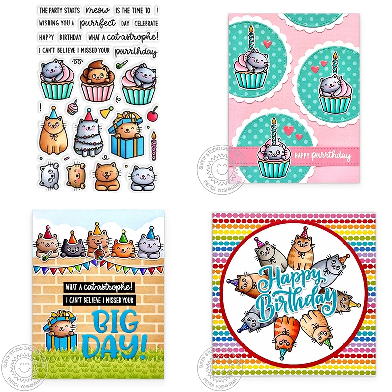 

2023 New Cup Cake BIRTHDAY CAT Clear Stamp Metal Cutting Dies For DIY Craft Making Greeting Card Word Scrapbooking
