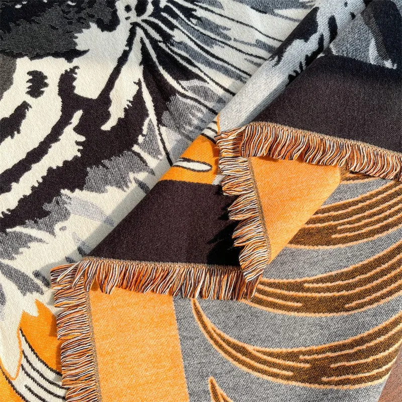 Роскошный женский кашемировый тигровый принт украшение на стену толстый зимний