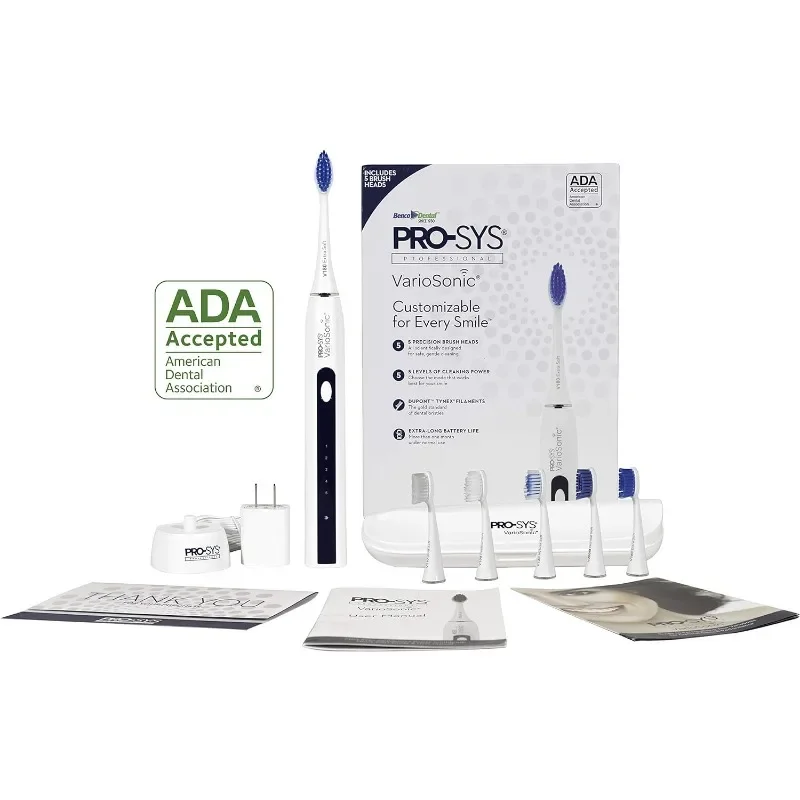 

Регулируемая электрическая зубная щетка с перезаряжаемой батареей, интеллектуальная звуковая зубная щетка ADA, 25 режимов очистки с таймером