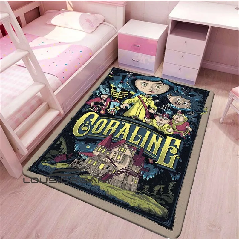 

Мультяшные коврики Coraline, декоративные коврики для спальни, коврики для гостиной, коврики для дома, гостиной, декор для гостиной, аниме, напол...
