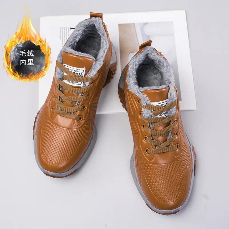 Casual Sports Shoes Men's 2022 Winter New Plus Velvet Thickened Warm Sports Shoes Fashion Low-top Non-slip Outdoor Walking Shoes