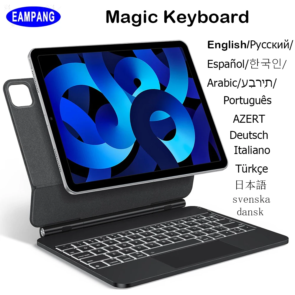 

German Italian Turkish Danish Greek Czech Spanish Korean Portuguese Magic Keyboard for iPad 10th Gen Air 4 4th 5 5th Pro 11 12.9