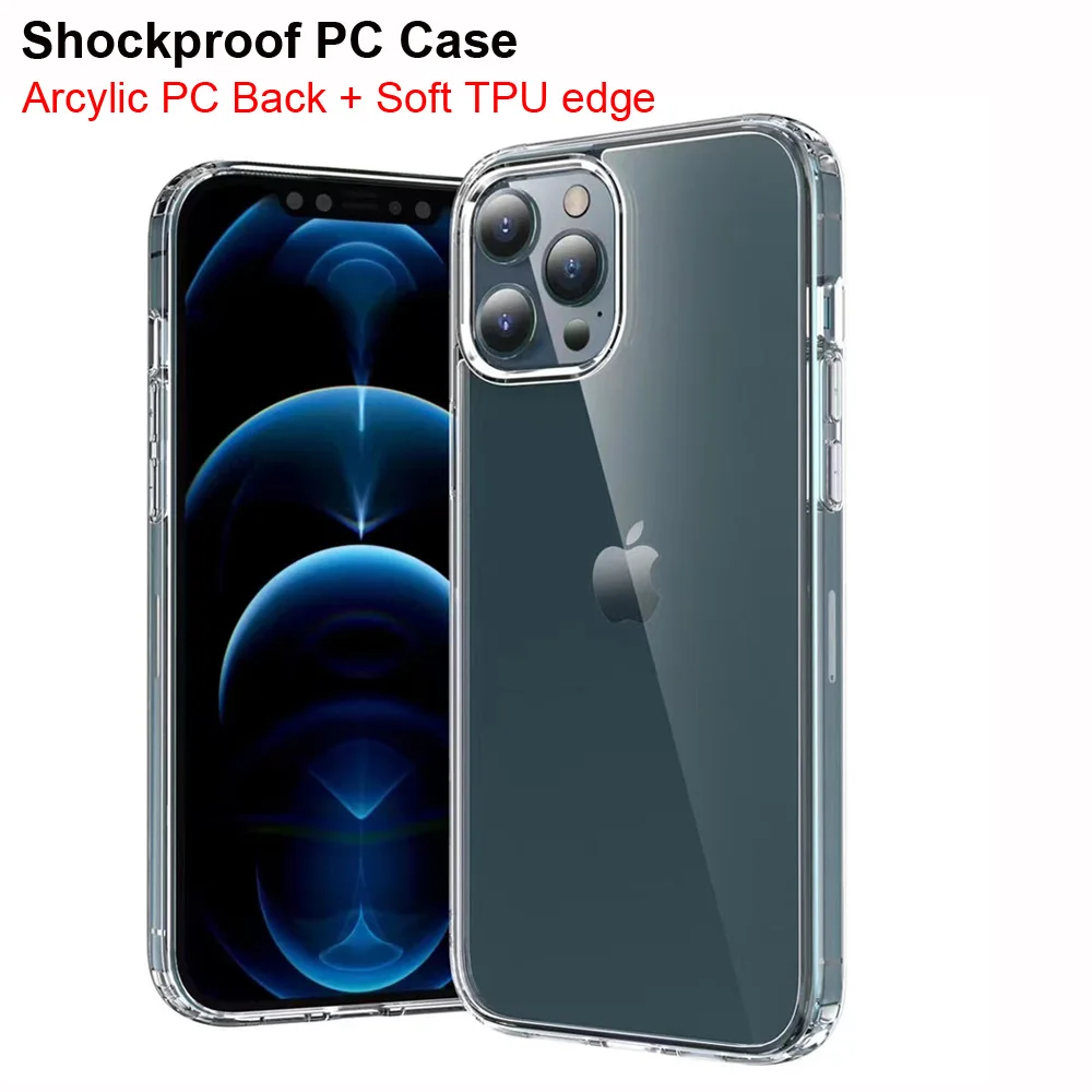 

TOP 1.5mm Hard Shockproof case For Iphone 11 12 13 pro max XS MAX XR 12 13 mini 6 7 8plus Acrylic Back Plastic Cover TPU edge