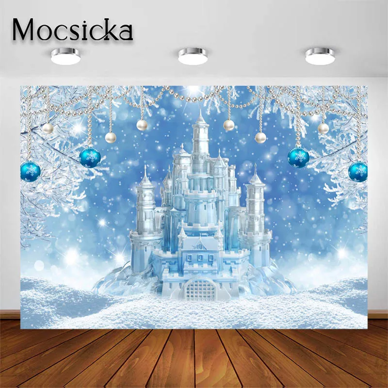 

Mocsicka фон для фотосъемки с изображением снежного замка на день рождения зимний фон для фотосъемки фотографий для девочек украшения торта ст...