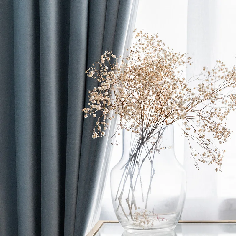 

Nordic Light Luxury Velvet Dark Blue Dark Blue Velvet Curtain Living Room Bedroom Velvet Thickened Curtain Decoration Room