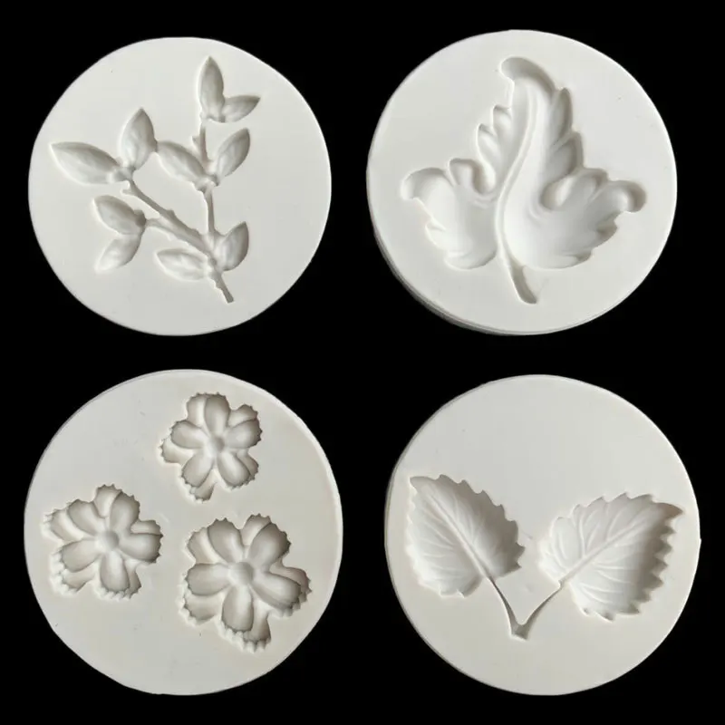 

5 Kinds Leaves Flower Cake Border Silicone Mold Cake Baking Decoration Cupcake Chocolate Fondant Candy Clay Moulds Kitchen