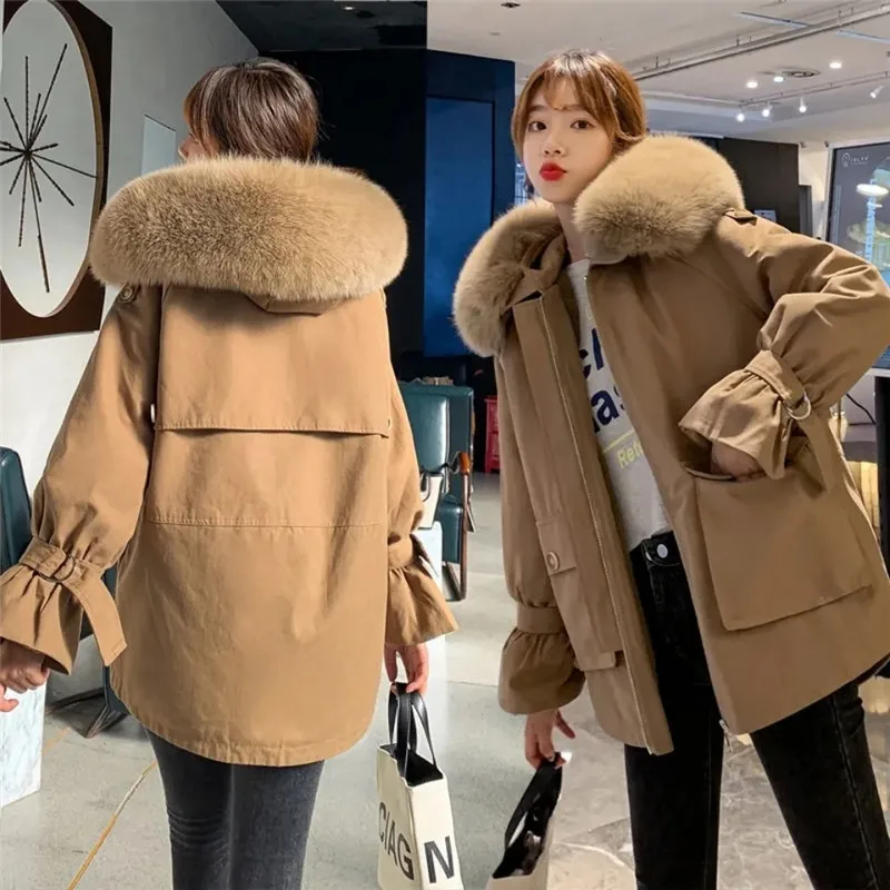 2021 New Fashion Winter Jacket Parkas Thick Warm Parkas Women Coat Elegant Fur Lining Hooded Jackets Female Outwear Snow Wear