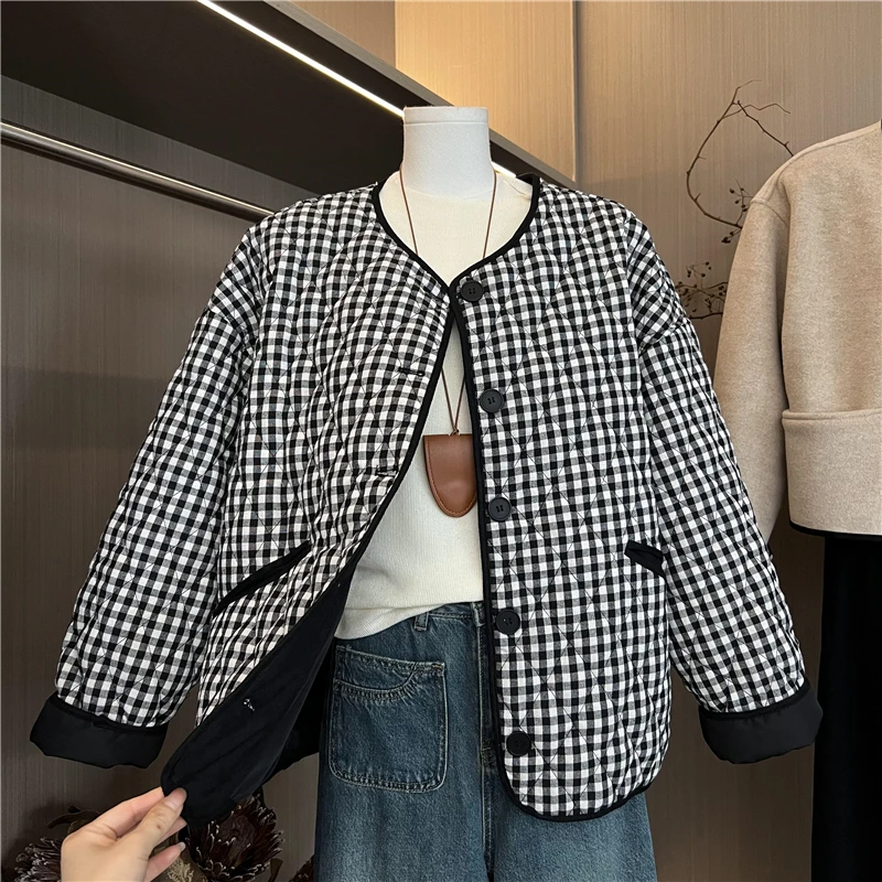 Корейская серия легкая клетчатая одежда с хлопковой подкладкой женская осень 2024
