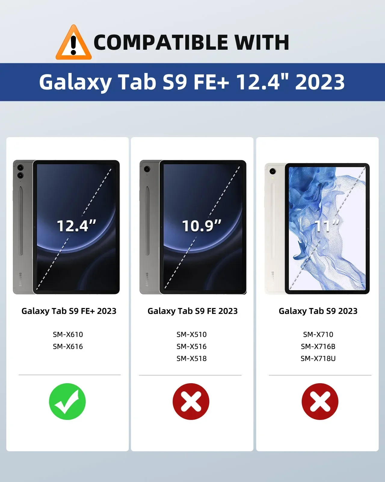 Чехол для Samsung Galaxy Tab S9 FE Plus 12 4 дюйма 2023 легкий тройной чехол планшета прозрачный