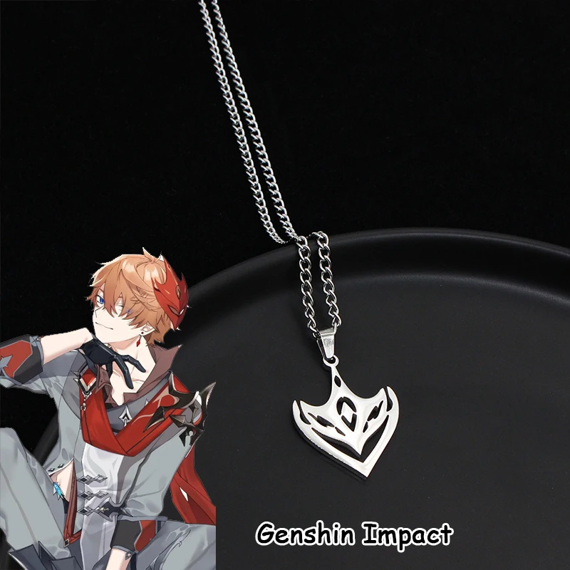 

2023 New Genshin Impact Necklace For Teen Punk Anime Cartoon Tartaglia Titanium Steel Necklace Jewelry Accessories For Men Gifts