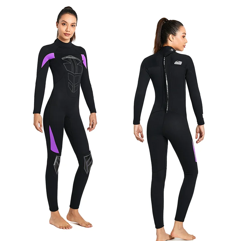 Ladies New Fashion 3mm Neoprene Wetsuit Full Body Long Sleeve Thicken Warm Surfing Suit Scuba Snorkel Waterproof Mother Swimsuit