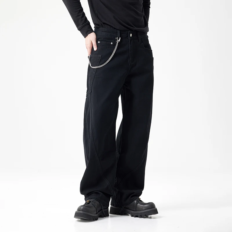 Джинсы мужские с широкими штанинами уличная одежда в стиле хип-хоп панк из