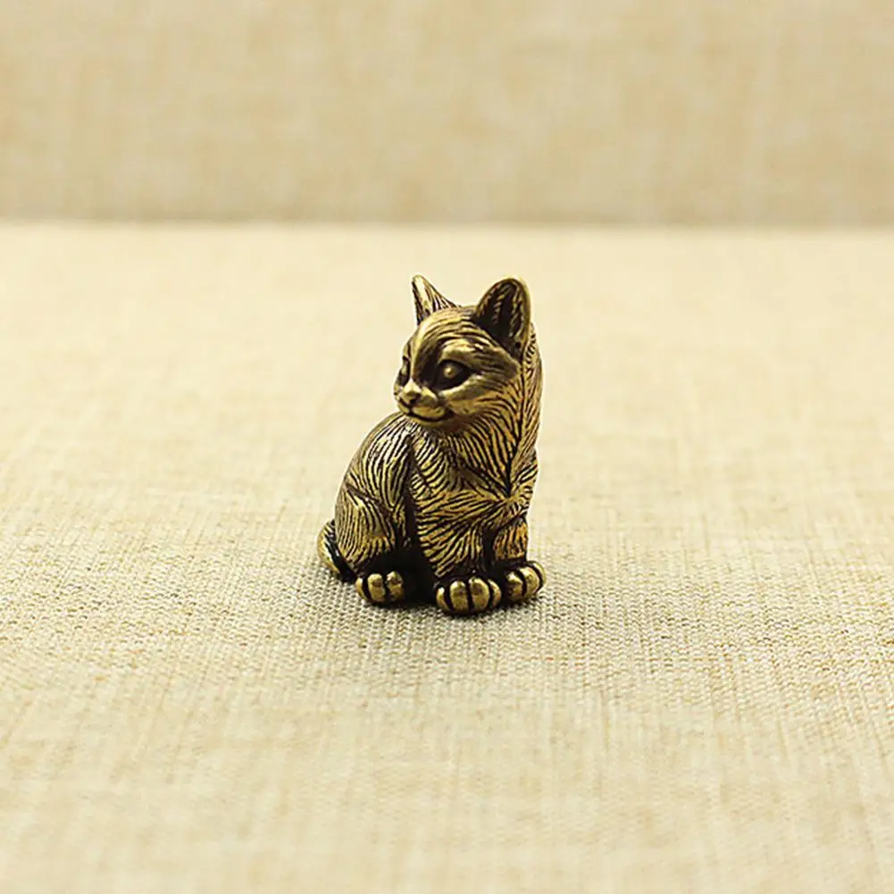 

Creative Cat Figurine Fine Workmanship Mini Animal Model Figure Toy Mini Cat Statue Copper Cat Ornament