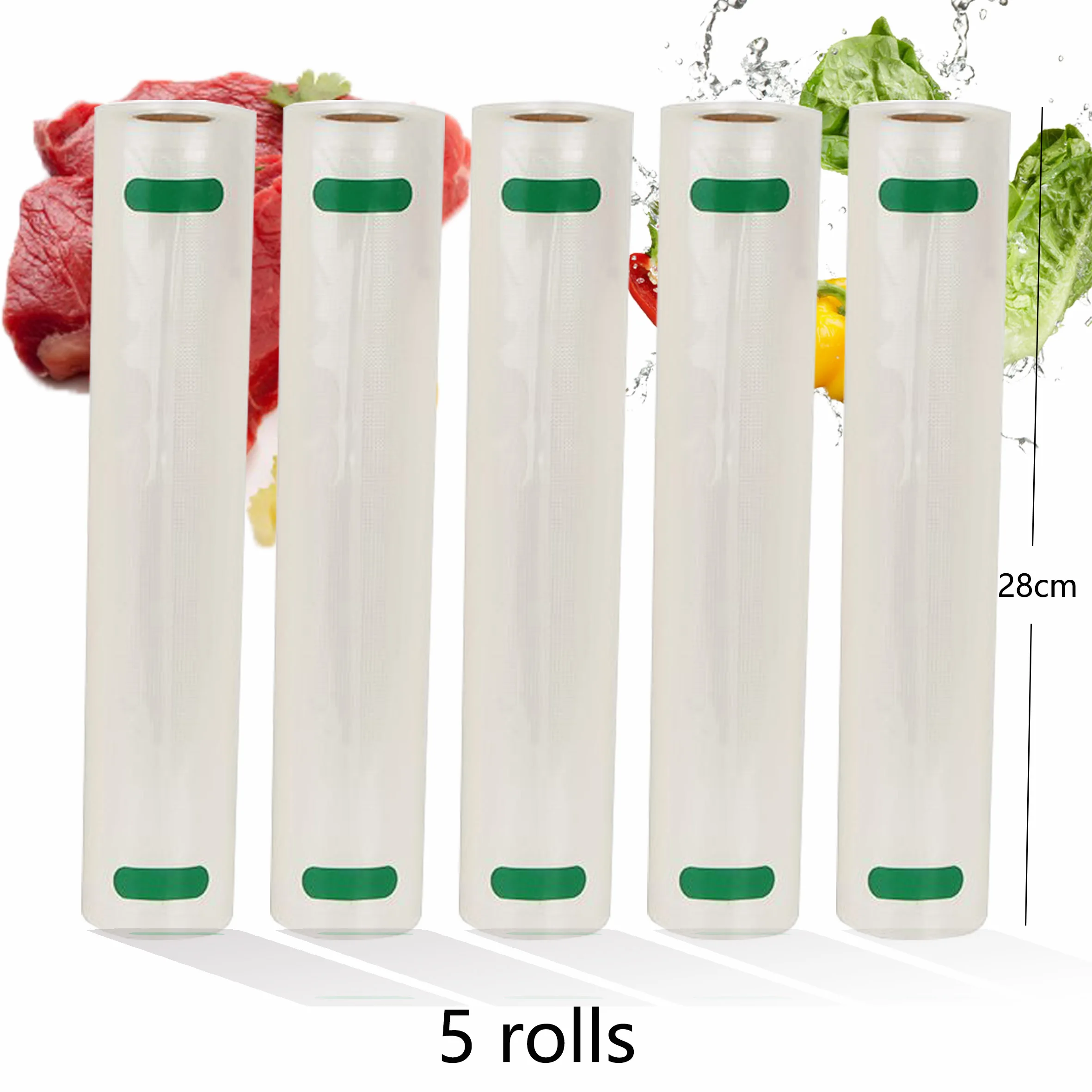 

5 Rolls/Lot Kitchen Food Vacuum Bag Storage Bags for Vacuum Sealer Food Keep Packing 12+15+20+25+28cm*500cm