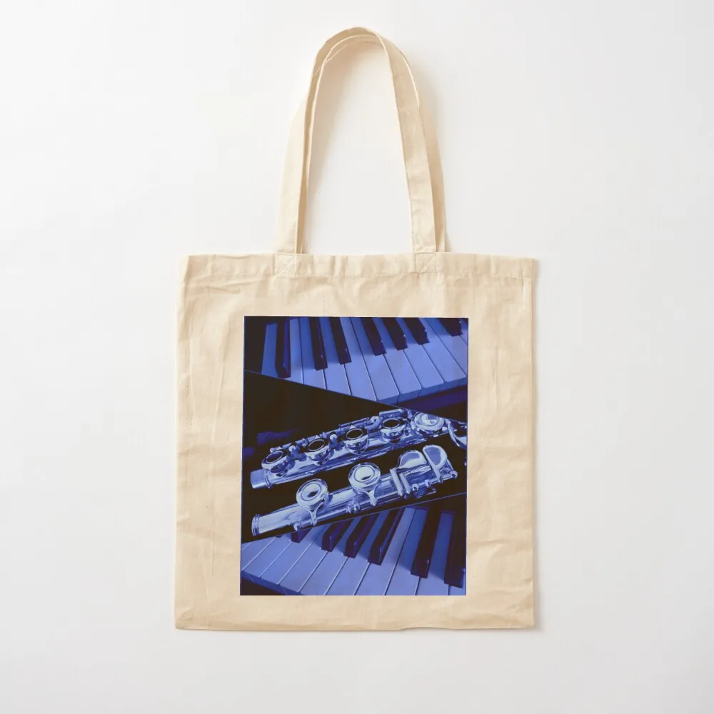 Playing The Blues - Большая сумка-тоут с коллажем для флейты и фортепиано женская ручная