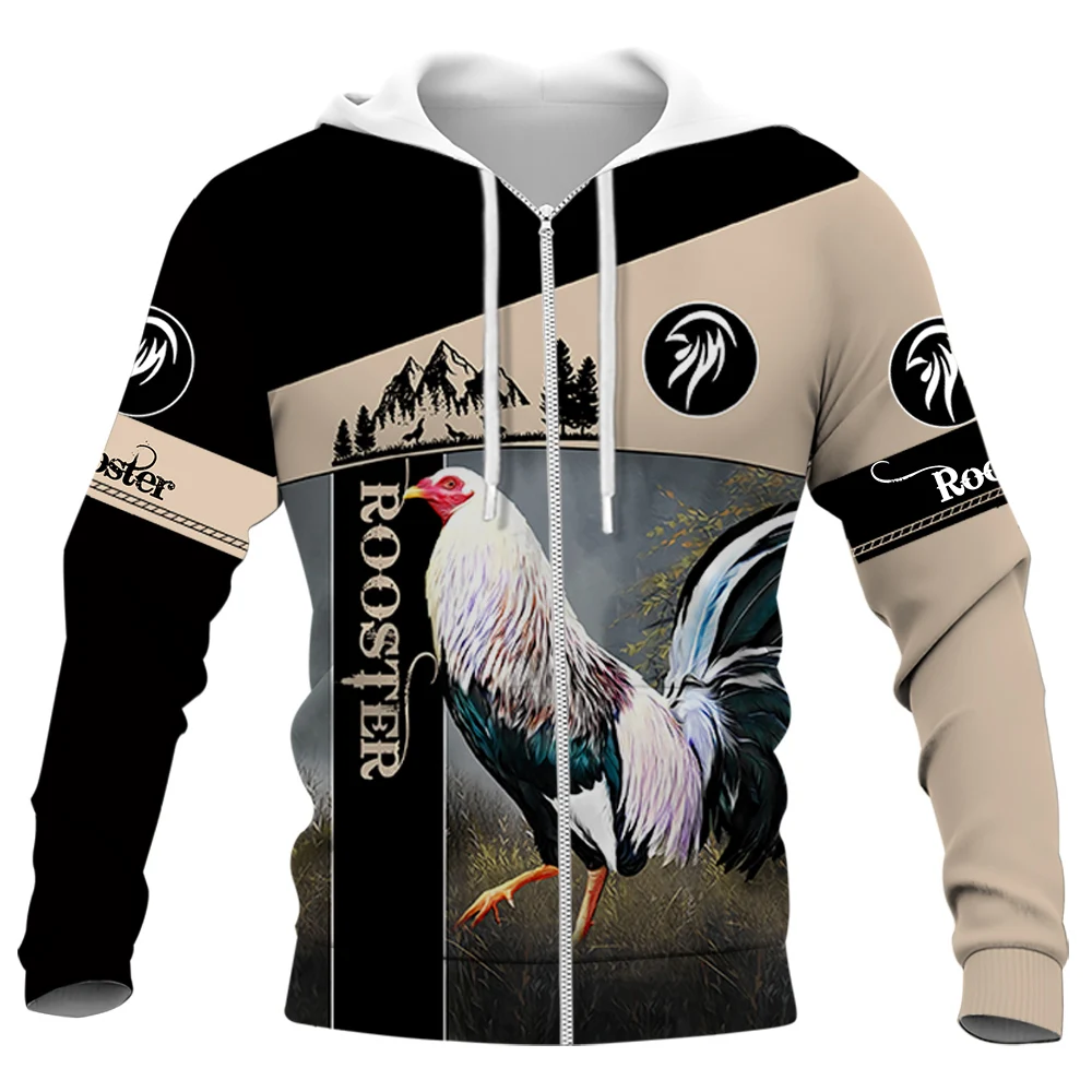 

CLOOCL Gifts For Rooster Lovers Zip Hoodies 3D Graphics Animals Chick Splicing Hoodie Fashion Man Harajuku Sportswear