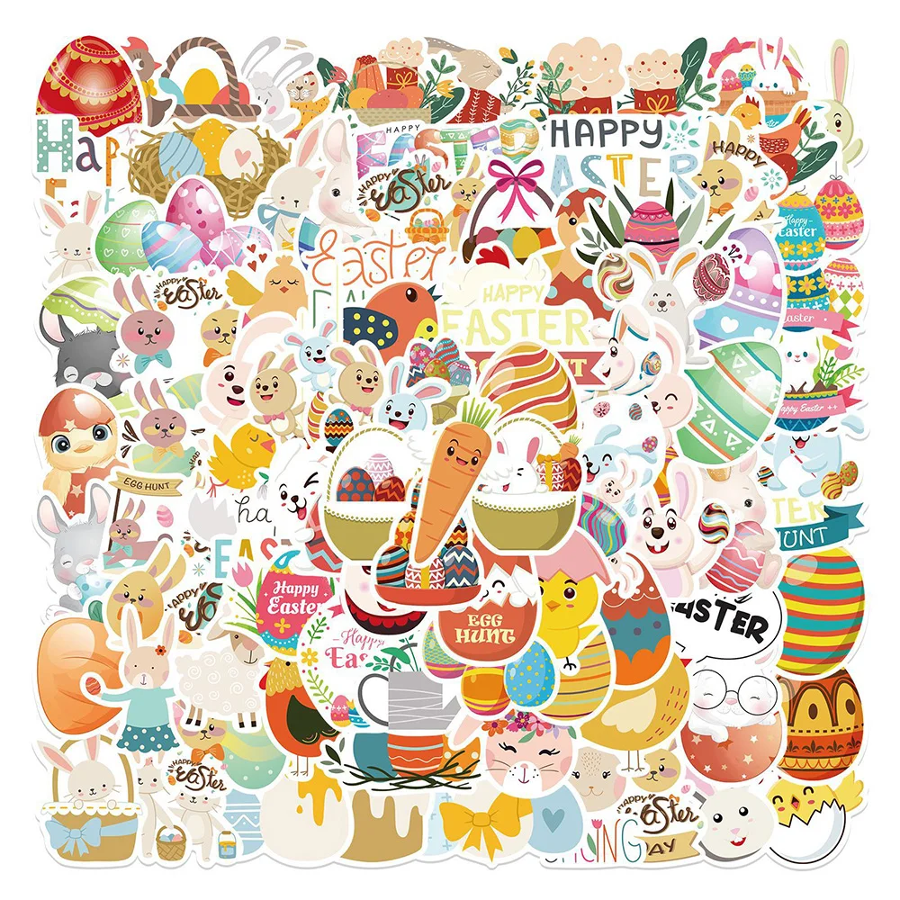 

10/30/50/100pcs Cute Cartoon Easter Stickers for Kid Toy Laptop Scrapbook Phone Guitar Diary Suitcase Graffiti Sticker Decals