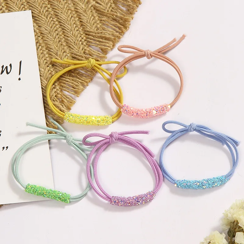 

5PCS Shiny Hair Accessories For Women Colorful Elastic Hair Rubber Bands Hot Sale Girls Lovely Hair Ropes Ponytail Holder
