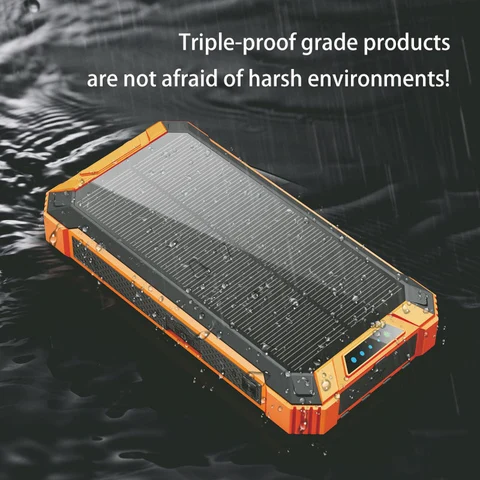 Solar Power Bank со встроенным кабелем Беспроводное зарядное устройство Qi 20000 мАч Powerbank для iPhone 15 14 Xiaomi Samsung Powerbank с Campi