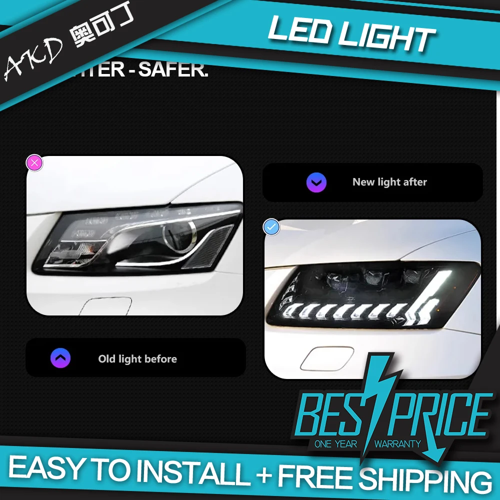 AKD Стайлинг автомобиля для Audi Q5 фары 2009-2018 светодиодные проектор линзы Siginal DRL