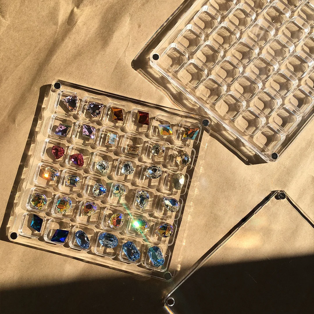 36/64 Grids Nail Storage Box Art DIY Jewellery Transparent Empty Acrylic Charms Organizer for Nail Charm Rhinestone Magnet Cover