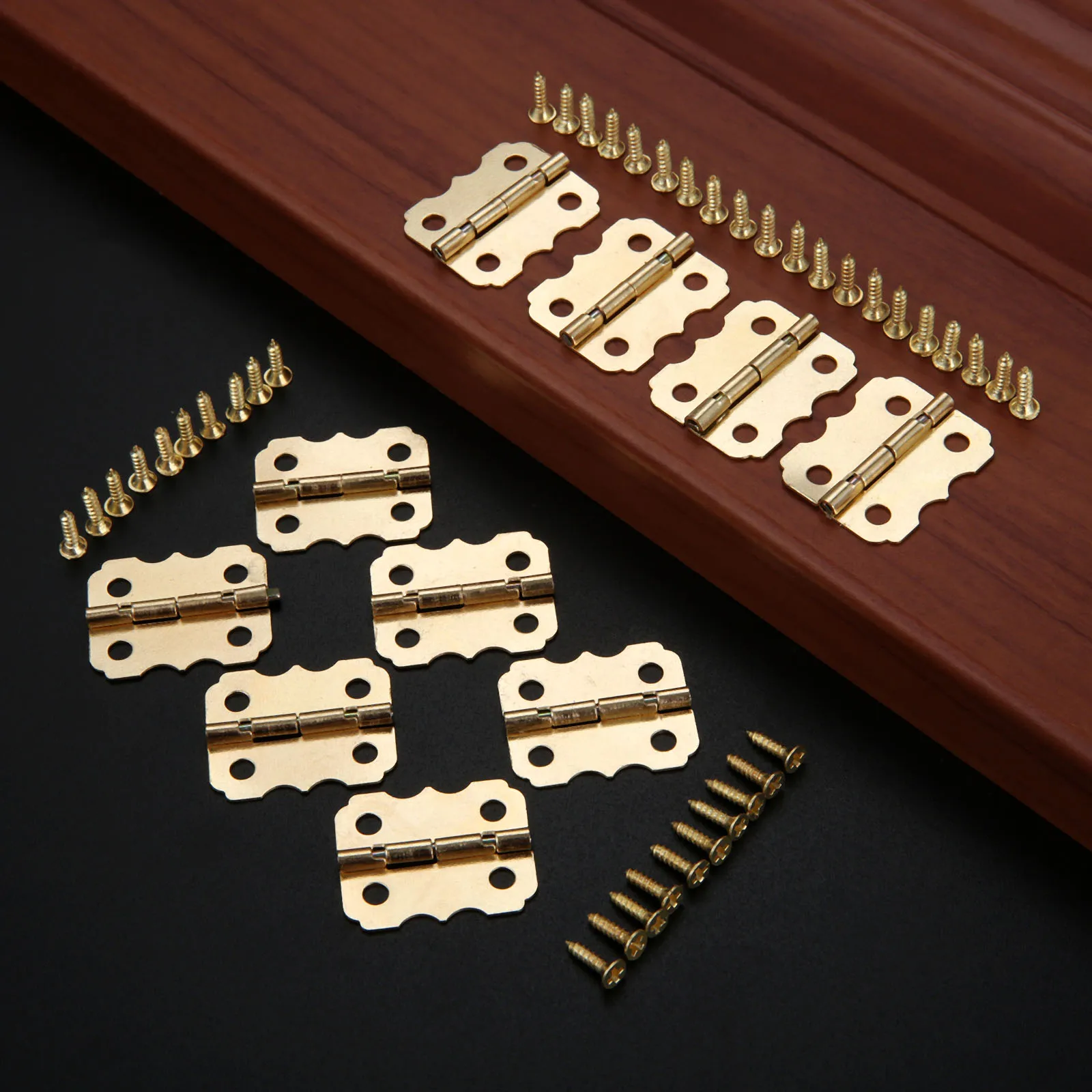 

10pcs Gold 4 Holes Door Hinge Butterfly Jewelry Box Decorative Hinges Metal Cabinet Drawer Furniture Hinges 25*20mm With Screws