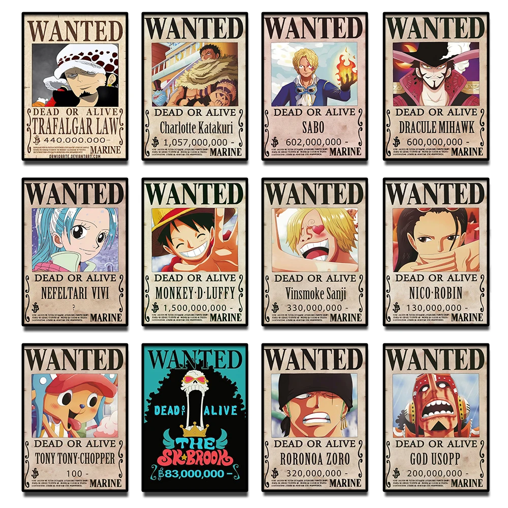 

Anime Around Japan One Piece Luffy Poster Canvas Painting Roronoa Zoro Portgas·D· Ace Nami Sanji Brook Trafalgar·Law Print Gifts