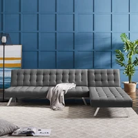 Luxury Sofa Set Living Room Furniture Reversible Sectional Sofa Sleeper Grey Fabric With Wood Legs Sofa Bed Home Furniture Room