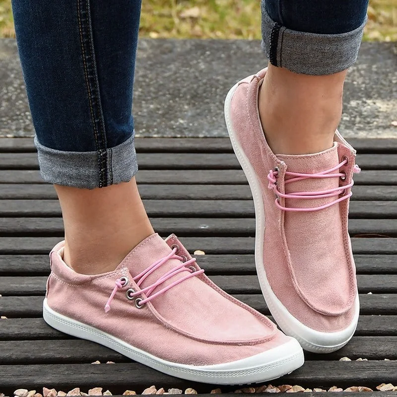 Summer Shoes Ladies Canvas Sneakers Casual Flat Round Toe Walking Sneakers 2022 Fashion Solid Color Ladies Vulcanized Shoes