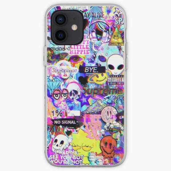 

Trippy Hippie Collage Iphone Tough Case Phone Case Customizable for iPhone 6 6S 7 8 Plus 5 5S 11 12 13 Pro Max Mini X XS XR Max