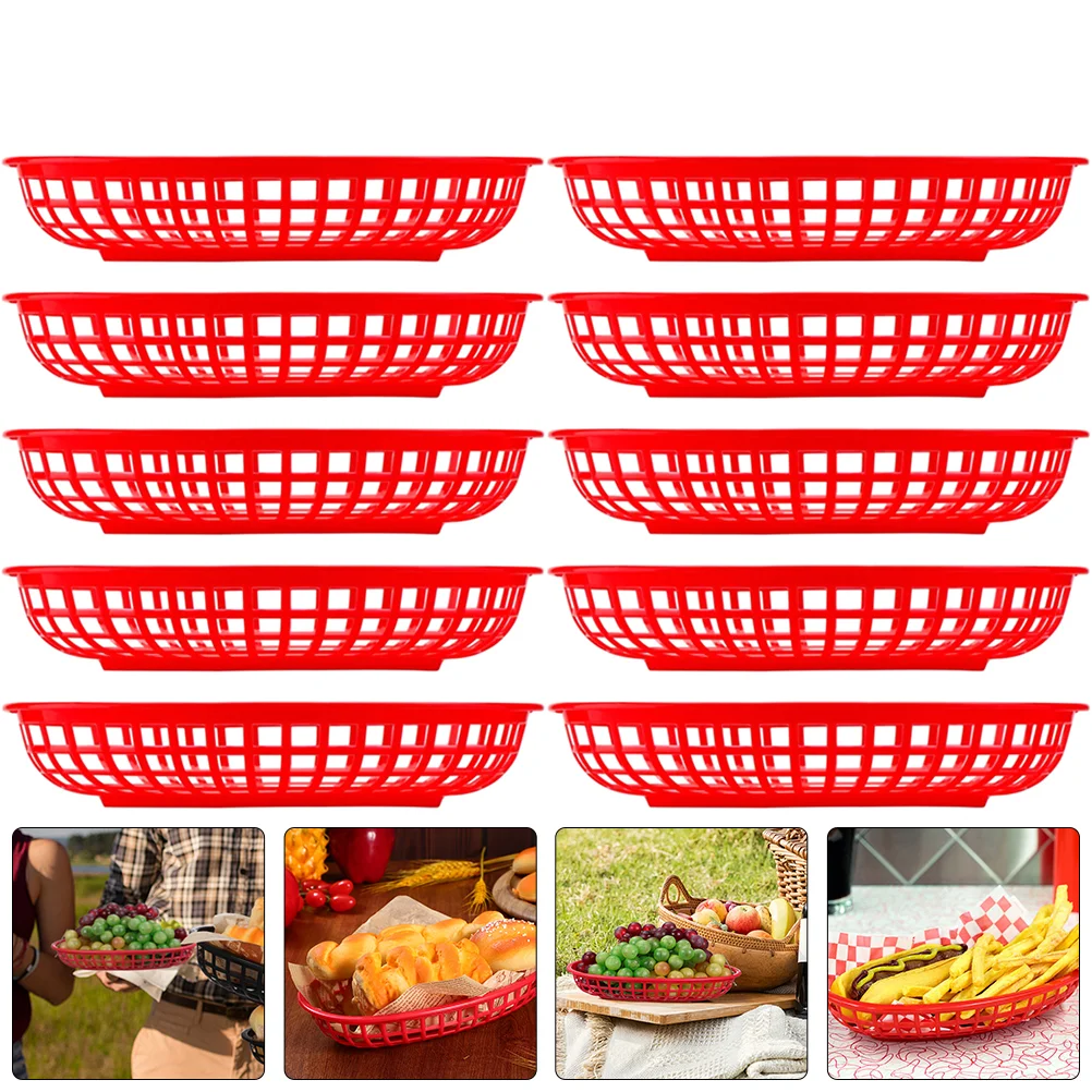 

10 Pcs Chips Snack Basket Plastic Holder Catering Container Portable Containers Food Tray Decorative Fruit