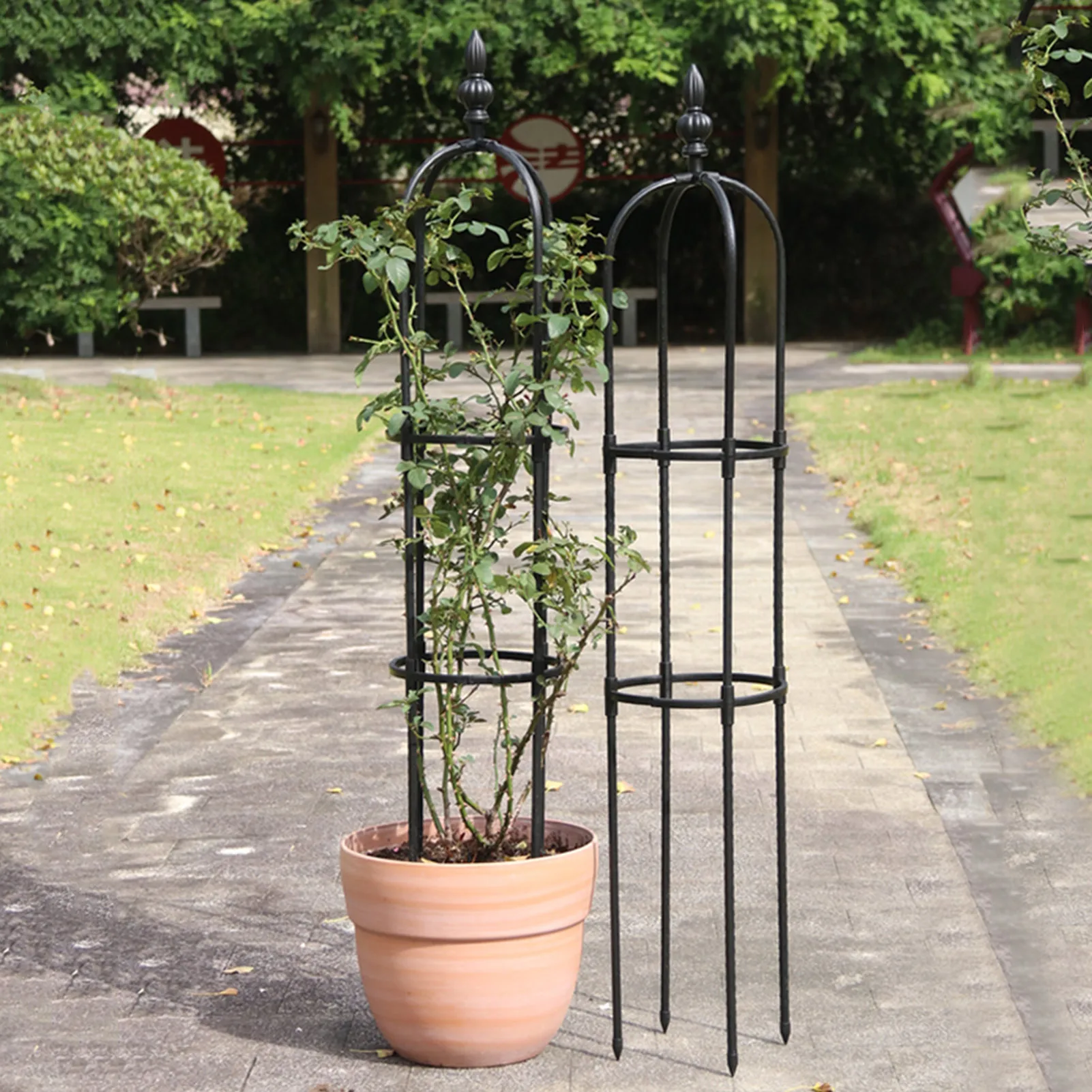 1PC Iron Garden Obelisk Climbing Plant Flowers Steel Frame Trellis Vines Floral Decor Yard Round Weather-Proof Brand - купить по