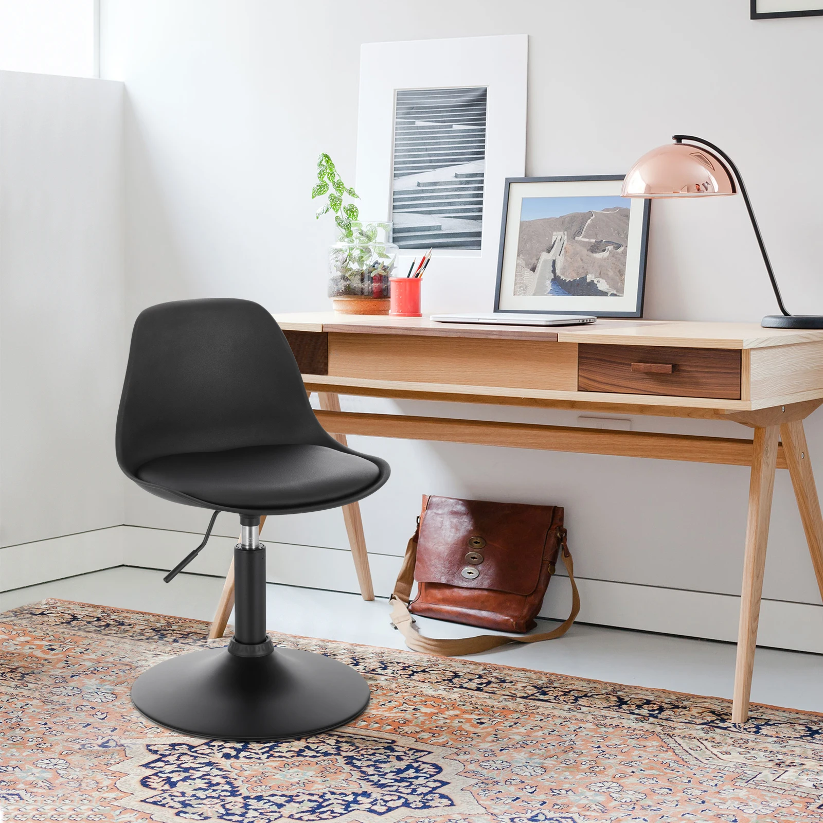 WOLTU 1PC Adjustable Bar Stool Makeup Swivel Chair Faux Leather Work Office Dining Room Backrest for Home Kitchen - купить по