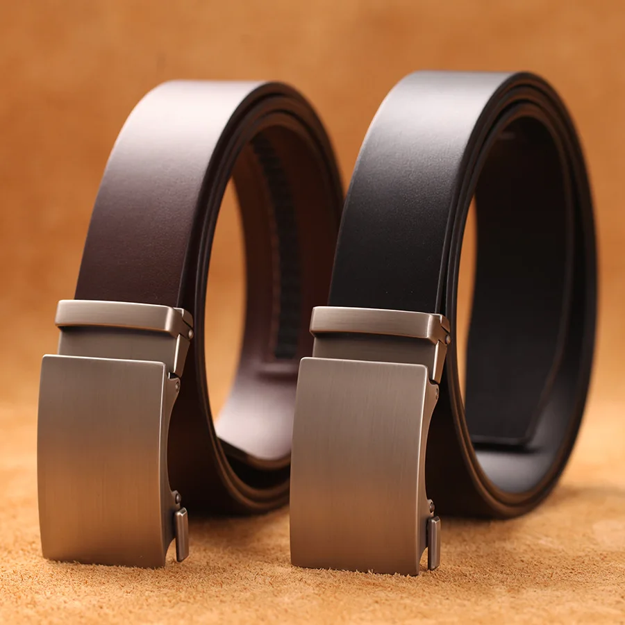 men's leather belt automatic buckle belt for men business versatile real leather cowhide belt male superior quality