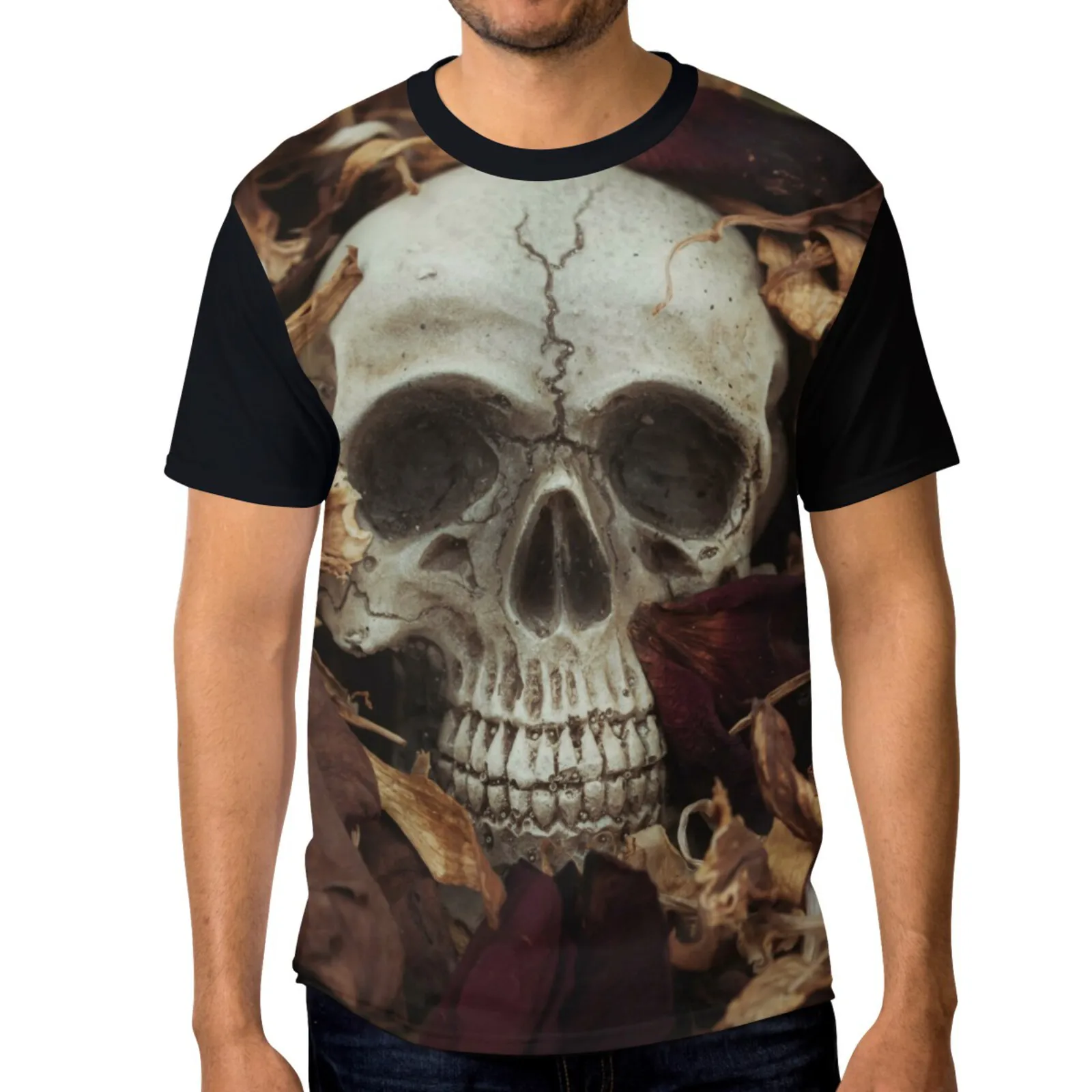 Футболка мужская с 3D-принтом черепа тенниска короткими рукавами Повседневная