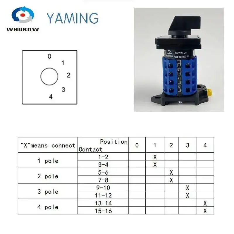 

Настенный многопозиционный поворотный кулачковый переключатель на DIN-рейку, серебристый, 690 В, 20 А, 4-уровневый переключатель YMW26 LW28