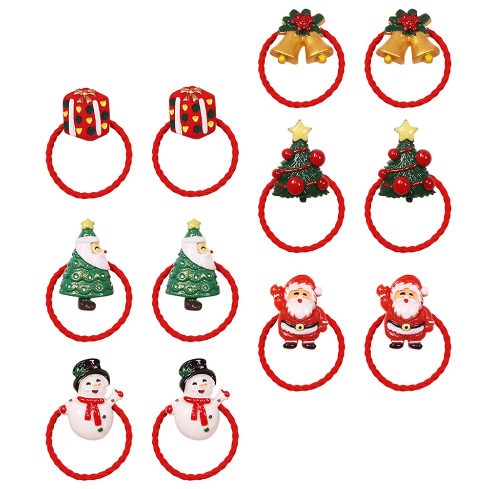 

12pcs Christmas Hair Rings Hair Elastic Bands Girls Hair Ties Ponytail Holders