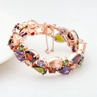 multicolor women bracelet wrist chain luxury colorful jewelry 18k gold filled classic lady girls bracelet sparkling gift