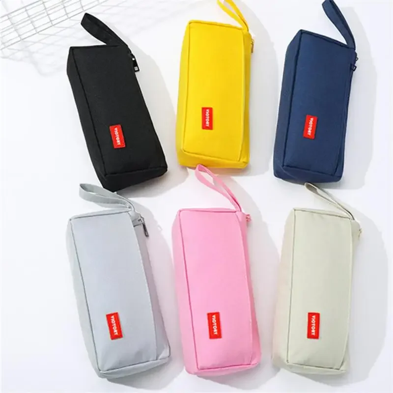 Пенал большой емкости с этикеткой-держателем для ручек минималистичная