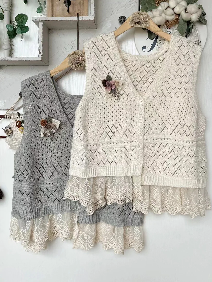 Осенний новый милый свитер с v-образным вырезом жилет женские однобортные