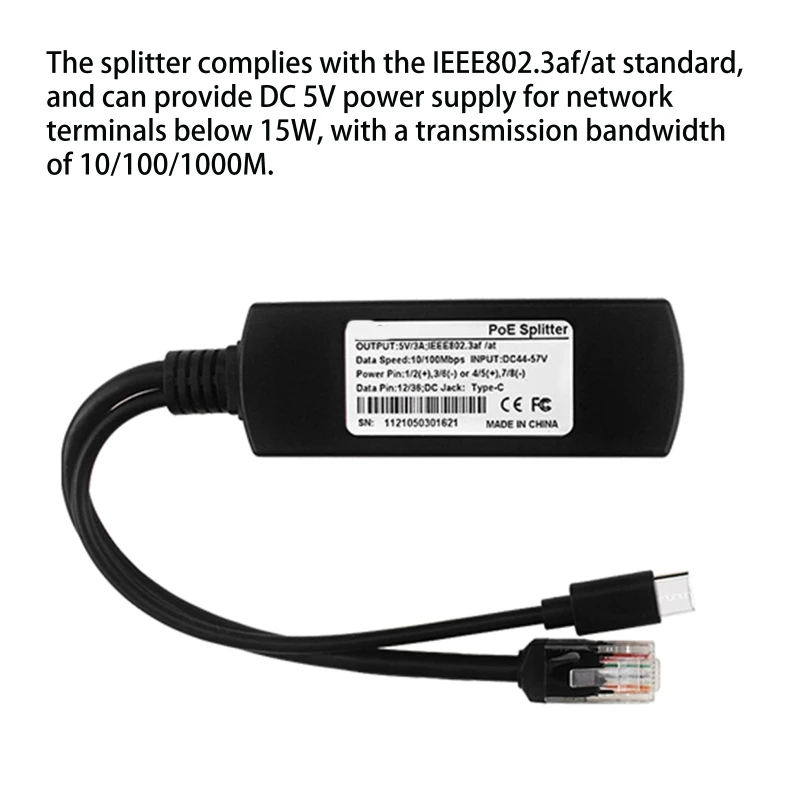 Разветвитель Y8AC с питанием от сети Ethernet USB адаптер 5 в Gigabit PoE совместимый IEEE 802.3af
