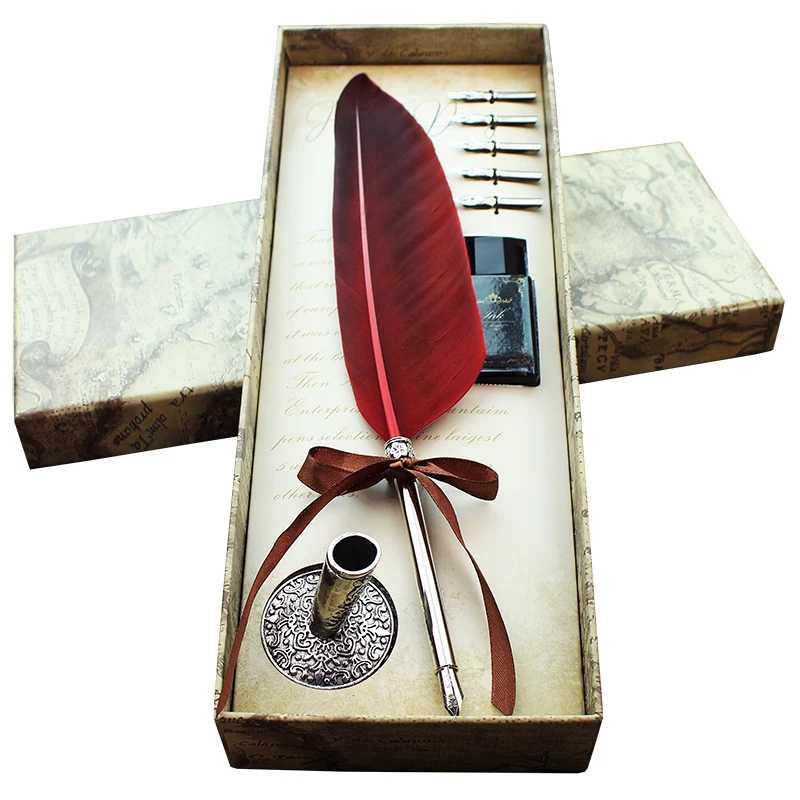 Ручка перьевая с 5 сменными наконечниками в подарочной коробке