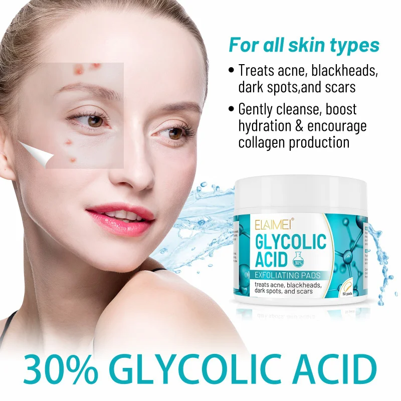 

30%Glycolic Acid Pads Wipes for Skin Care Exfoliating,Face Pore Acne Treatment,Dark Spots, Breakouts, Scars,Wrinkle Fine Lines