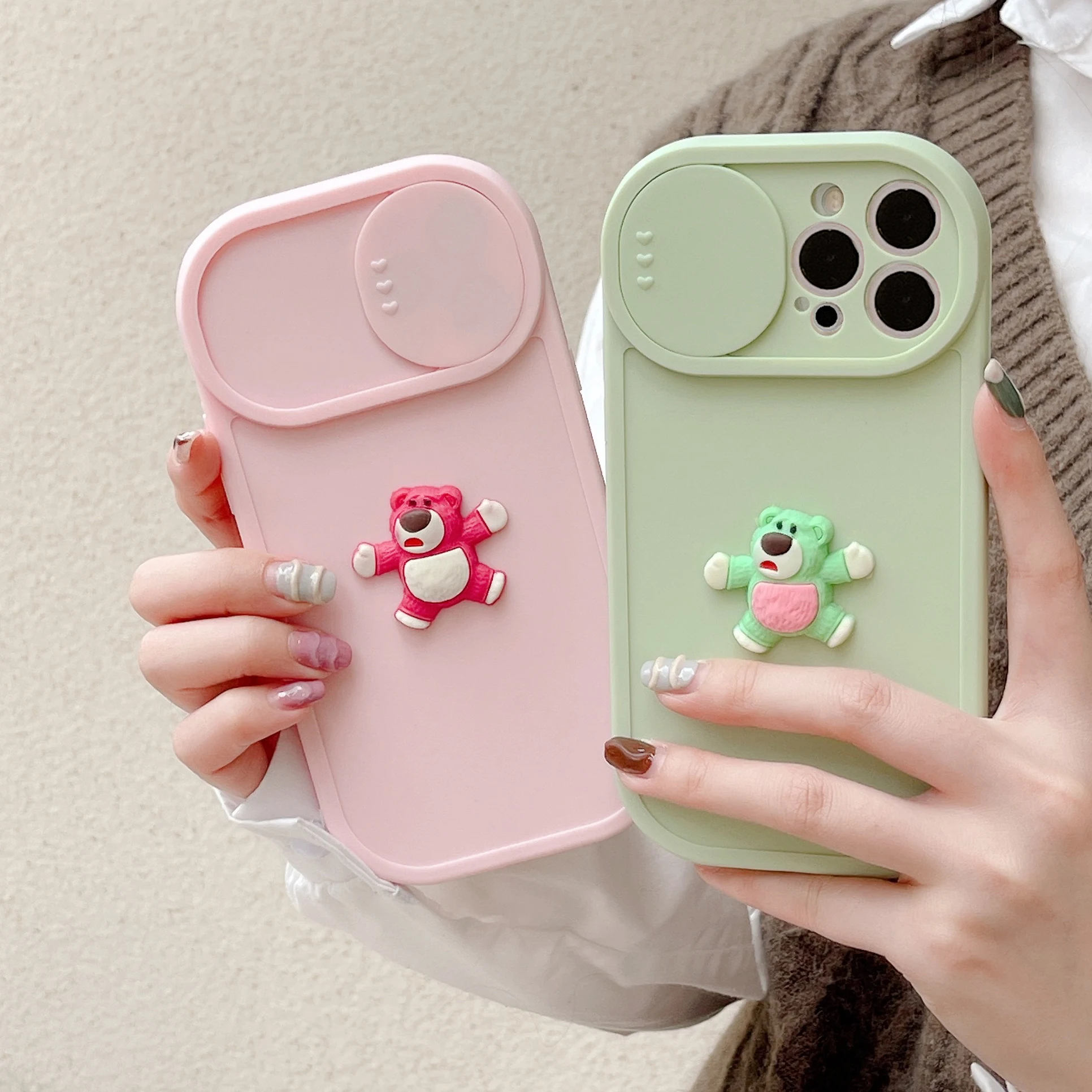 

3D Disney Lotso Three-Dimensional Sliding Window Phone Cases For iPhone 14 13 12 11 Pro Max XR X XS MAX Plus Shockproof Cover