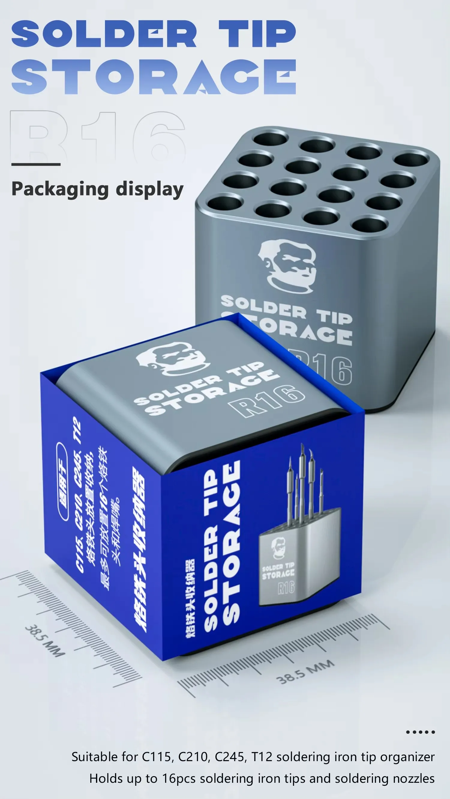 MECHANIC-R16 Органайзер для припоя Ujung Multi-penyimpanan 16 5% Lubang bentuk untuk C115 c210 C245 t12solder Alat penempata