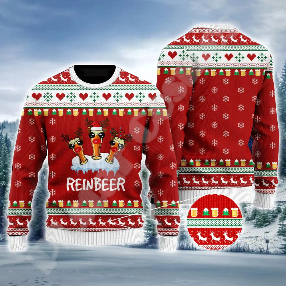 Рождественский вязаный свитер в стиле ретро с граффити и татуировками винтажные